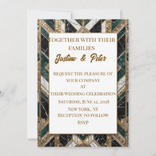 Convite de Casamento Coração de Diamante Mosaico