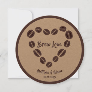 Convite de Casamento Coração de Grão de Café Brew 