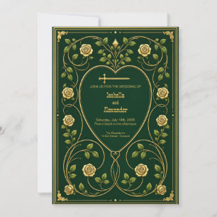 Convite de Casamento Coração e Espada Medieval Rea