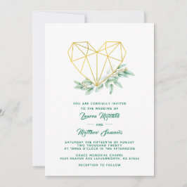 Convite de Casamento Coração Eucalipto