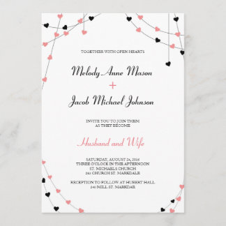 Convite de Casamento Corações