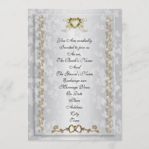Convite de casamento corações de ouro elegantes