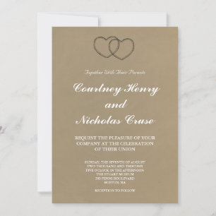 Convite de Casamento Corações de Renda Rústica
