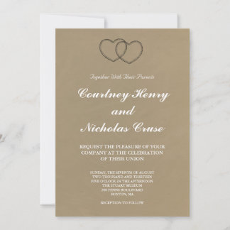 Convite de Casamento Corações de Renda Rústica