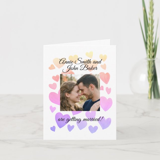 Convite de Casamento Corações Flutuantes Aquarela (Frente)