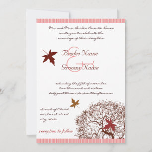 Convite de Casamento Coral Burgundy Red Lime Tree