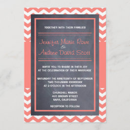Convite de Casamento Coral Chevron