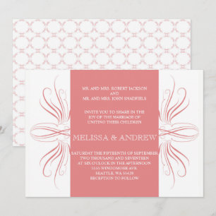 Convite de casamento Coral Elegant Curves
