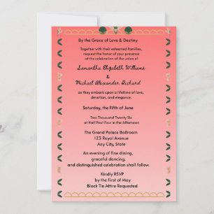 Convite de Casamento Coral Elegante – Coração Mode