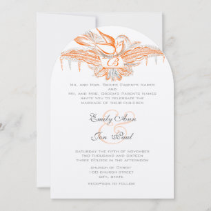Convite de Casamento Coral & Grey Vintage com Páss