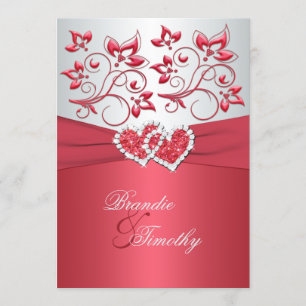 Convite de casamento Coral Rosa e Cinzas Corais Co