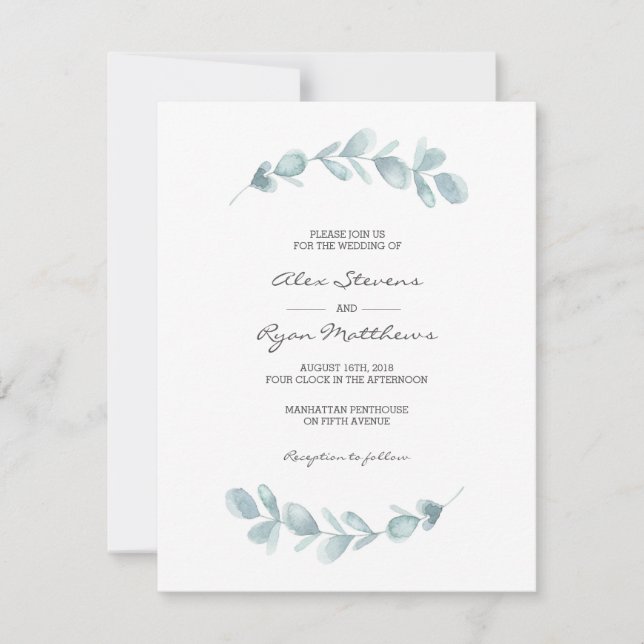 Convite de casamento| Corante de água do jardim Eu (Frente)