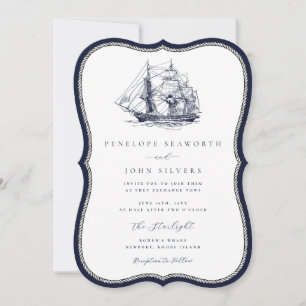 Convite de Casamento Corda Naval Náutica Suporte