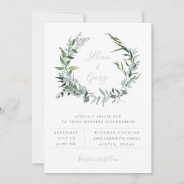 Convite de Casamento Coroa Botânica em Sage Empoei