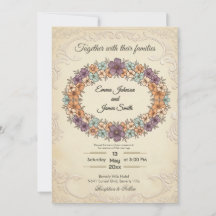 Convite de Casamento Coroa Floral Creme