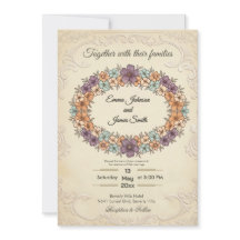 Convite de Casamento Coroa Floral Creme