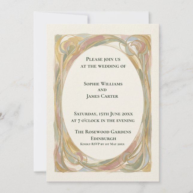 Convite de Casamento Coroa Nouveau Outono (Frente)