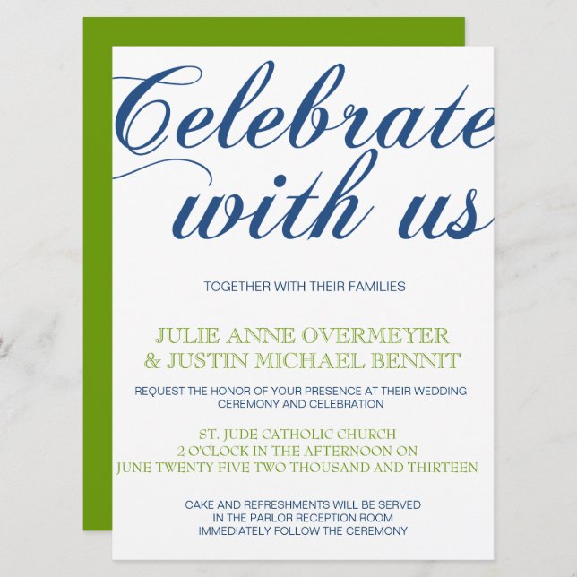 Convite De Casamento Corrin Calliographic (Frente/Verso)