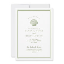 Convite de Casamento Costeiro em Verde Salvia e Co