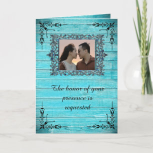 Convite de Casamento Country Azul