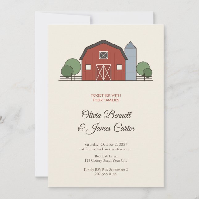 Convite de Casamento Country Celebração em Celeiro (Frente)