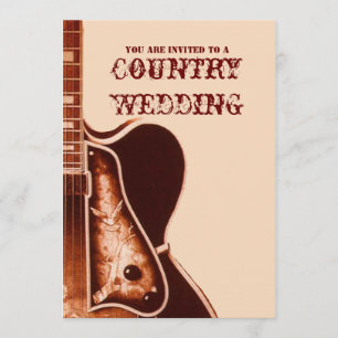 Convite de casamento country com guitarra retrô