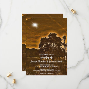 Convite de casamento country com luz cintilante rú