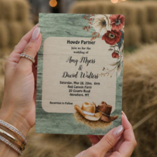 Convite de Casamento Country Cowboy Western (enfer