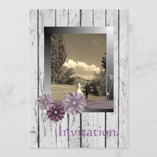 Convite de Casamento Country Daisy de madeira de c