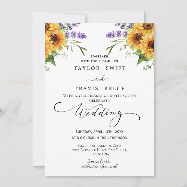 Convite de Casamento Country Sunflower (Frente)