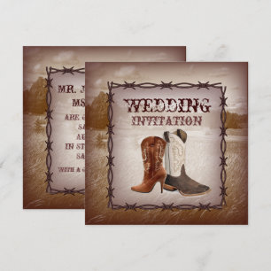 Convite de Casamento Country western Botas de Cowb