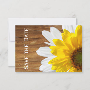 Convite de casamento Country Wood Sunflower Daisy