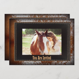 Convite de casamento cowhide Cowboy Country wester