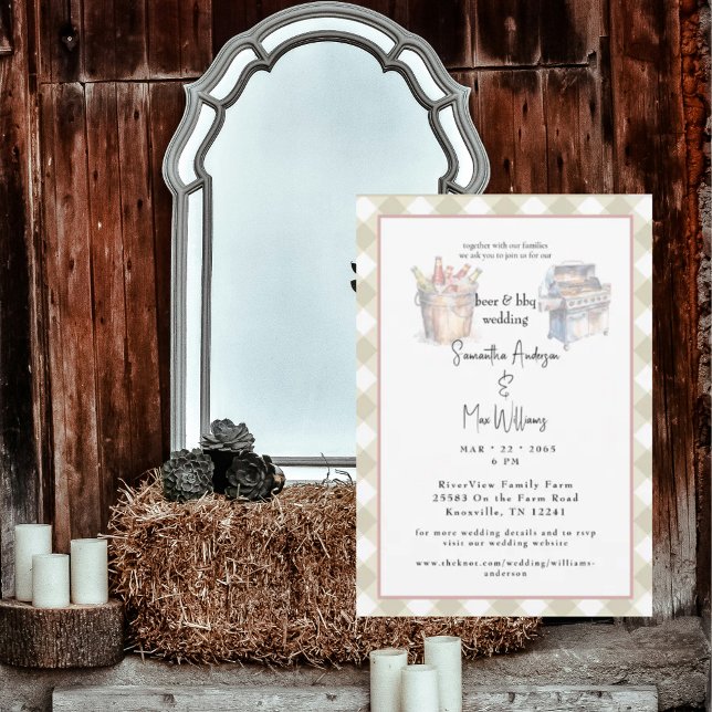 Convite de Casamento Cream Beer & BBQ (Criador carregado)
