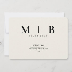 Convite de Casamento Creme com Monograma Simples e