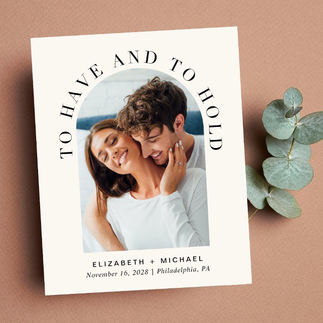 Convite de Casamento Creme Foto Arco Moderno Orçam (Criador carregado)