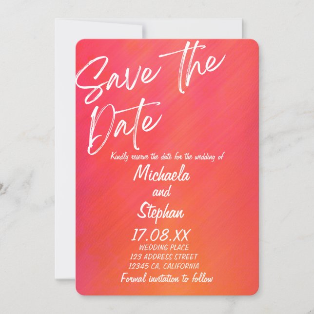 Convite de Casamento Crepúsculo Rosa e Laranja Mod (Frente)