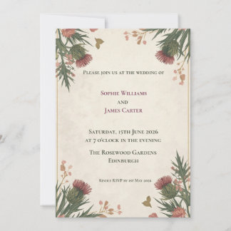 Convite de Casamento Crimson Thistle Botanical Cor