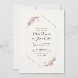 Convite de Casamento Cristal Hexágono Geométrico