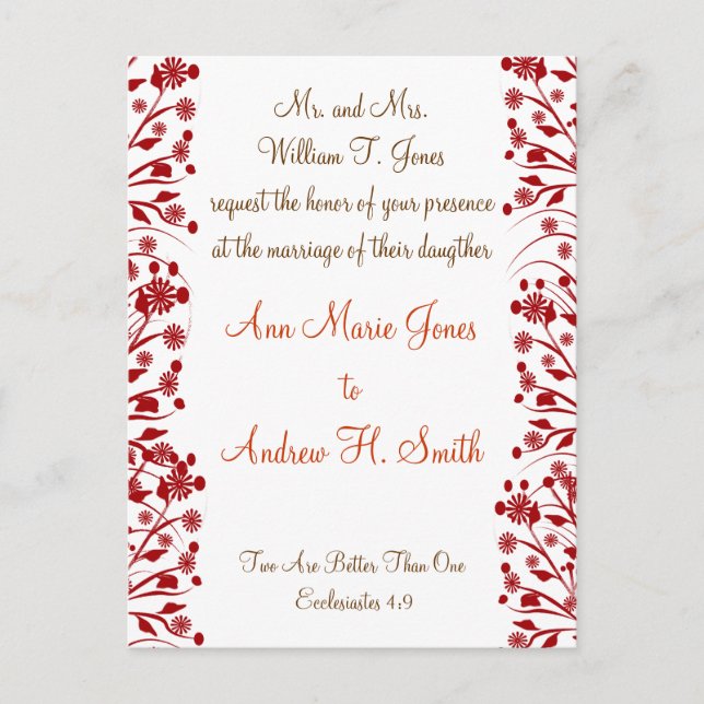 Convite de Casamento Cristão Carmel e Blueberry (Frente)