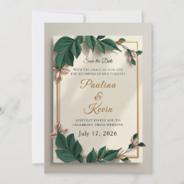 Convite de casamento cristão elegante em formato d
