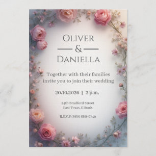 Convite de Casamento Cristão Floral Minimalista