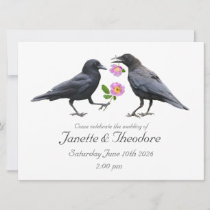 Convite de Casamento Crows Roses