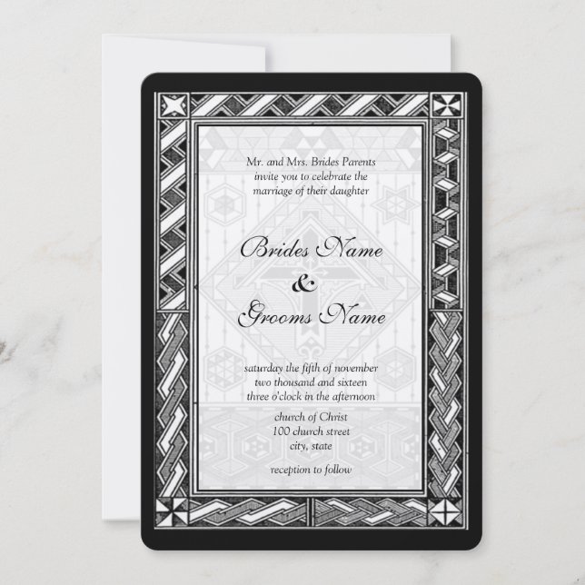 Convite de Casamento Cruz de Vidro Cristão (Frente)