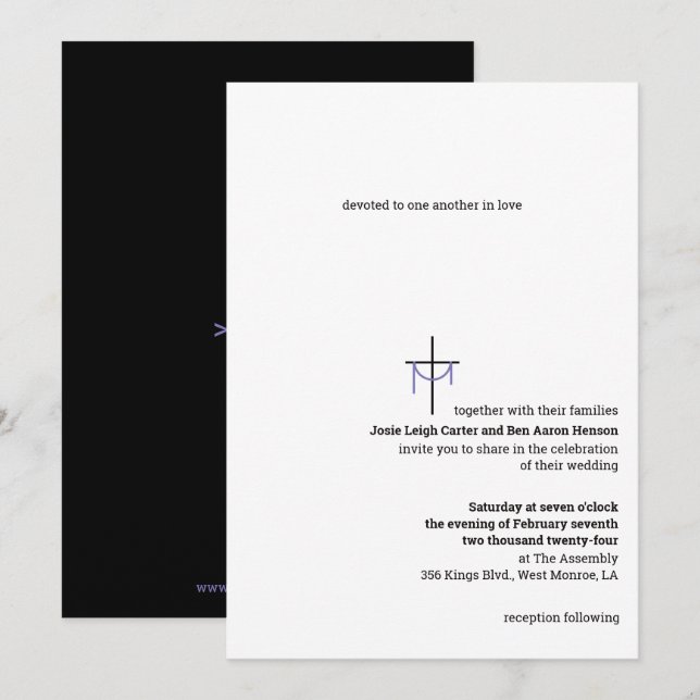 Convite de Casamento Cruz e Tecido (Frente/Verso)