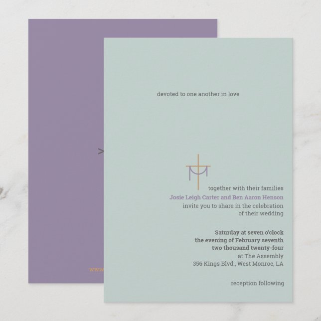 Convite de Casamento Cruz e Tecido (Frente/Verso)