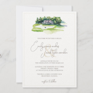 Convite de casamento - Curso Golf em Aquarela