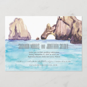 Convite de casamento da aguarela de Cabo México