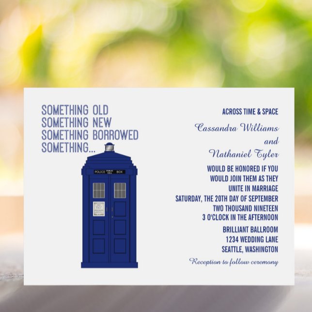 Convite de casamento da Caixa de Polícia v1 (Police Box Wedding invite)