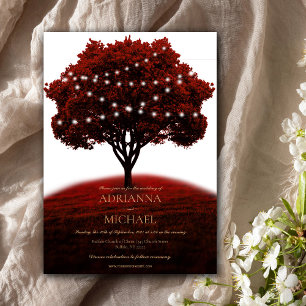 Convite De Casamento Da Corda De Árvore Vermelha R